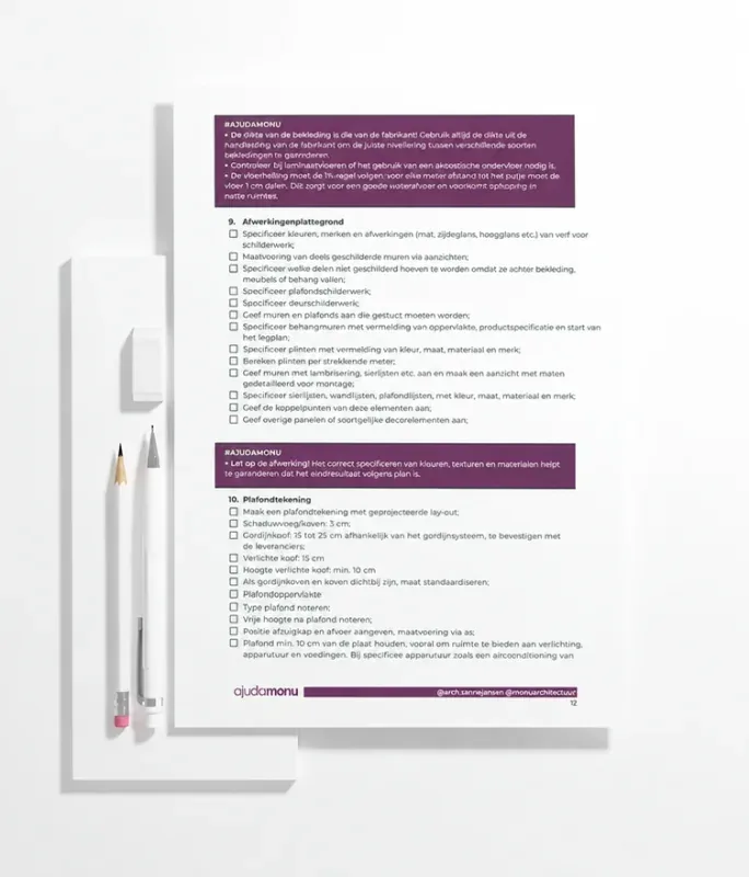 Voorbeeld van een checklist voor locatieopmeting